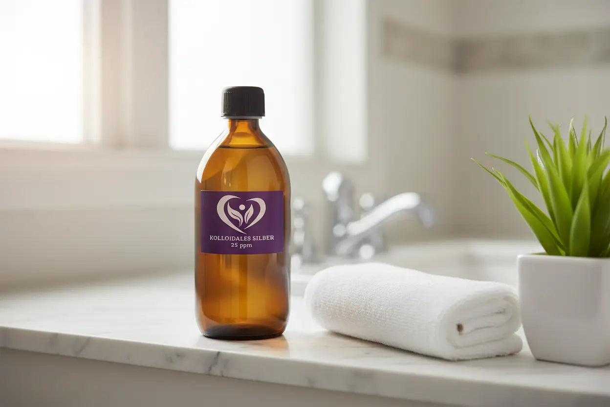 Kolloidales Silber 25 ppm im Badezimmer