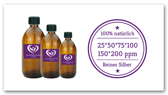 3 braune Glasflaschen Kolloidales Silber kaufen mit ppm Angaben